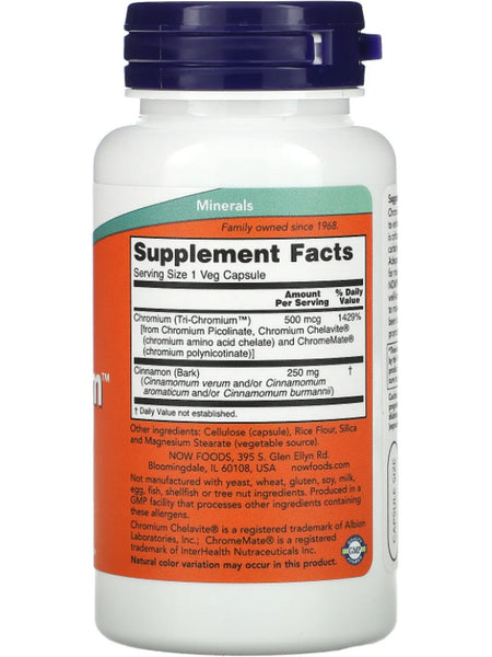 NOW Foods, Tri-Chromium™ 500 mcg with Cinnamon, 90 veg capsules