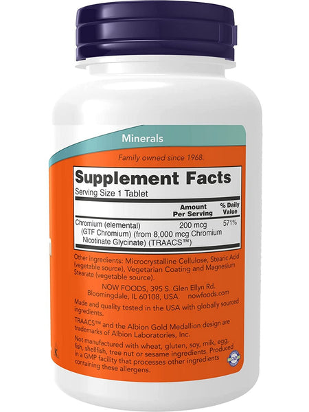 NOW Foods, GTF Chromium 200 mcg, 250 tablets