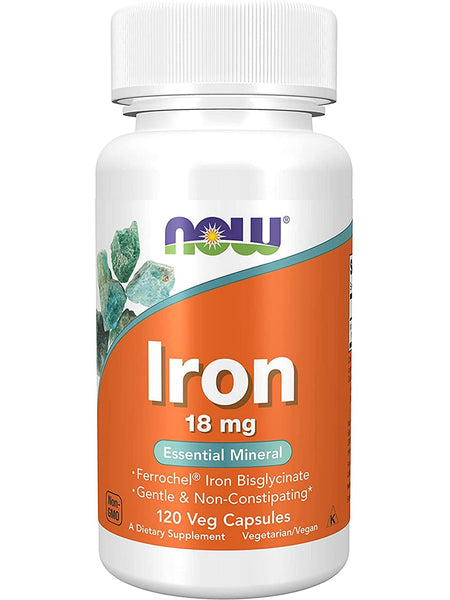 NOW Foods, Iron 18 mg, 120 veg capsules