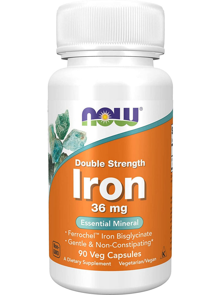 NOW Foods, Iron 36 mg, Double Strength, 90 veg capsules