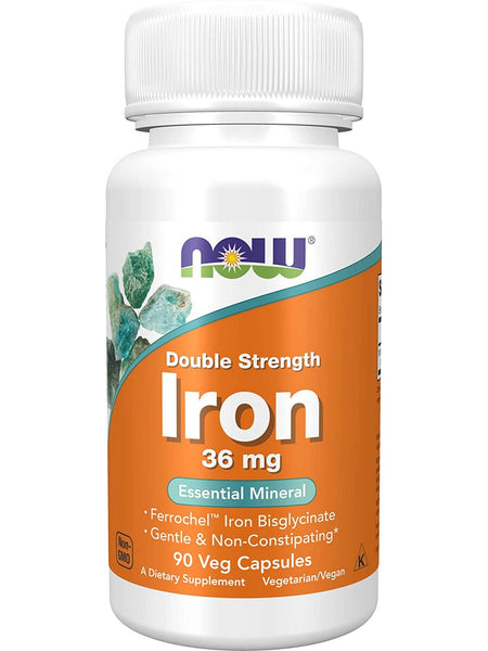 NOW Foods, Iron 36 mg, Double Strength, 90 veg capsules