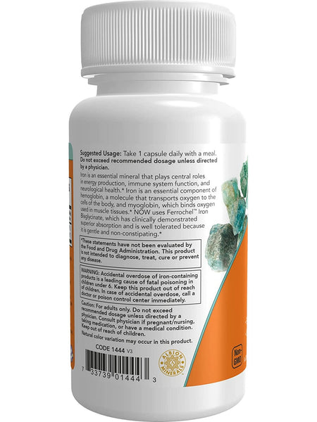 NOW Foods, Iron 36 mg, Double Strength, 90 veg capsules