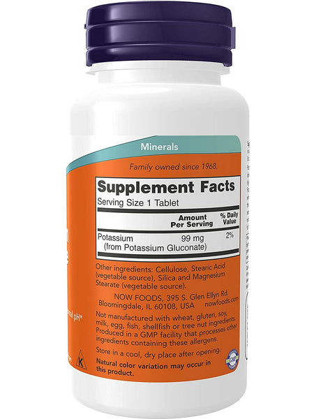 NOW Foods, Potassium Gluconate 99 mg, 100 tablets
