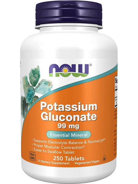 NOW Foods, Potassium Gluconate 99 mg, 250 tablets