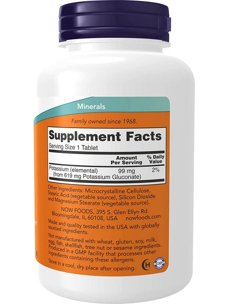 NOW Foods, Potassium Gluconate 99 mg, 250 tablets
