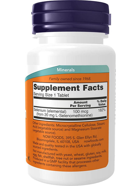 NOW Foods, Selenium 100 mcg, 100 tablets