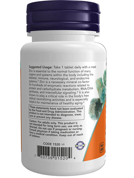 NOW Foods, Zinc 50 mg, 100 tablets