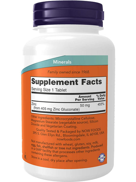 NOW Foods, Zinc 50 mg, 250 tablets