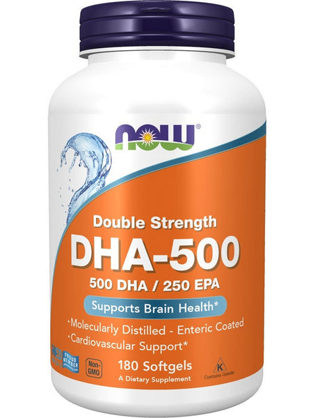 NOW Foods, DHA-500, Double Strength, 180 softgels