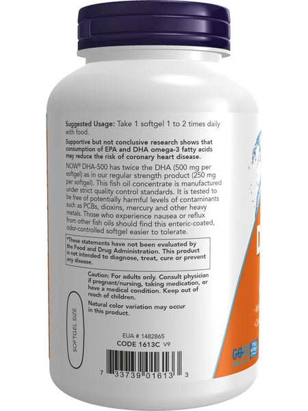 NOW Foods, DHA-500, Double Strength, 180 softgels