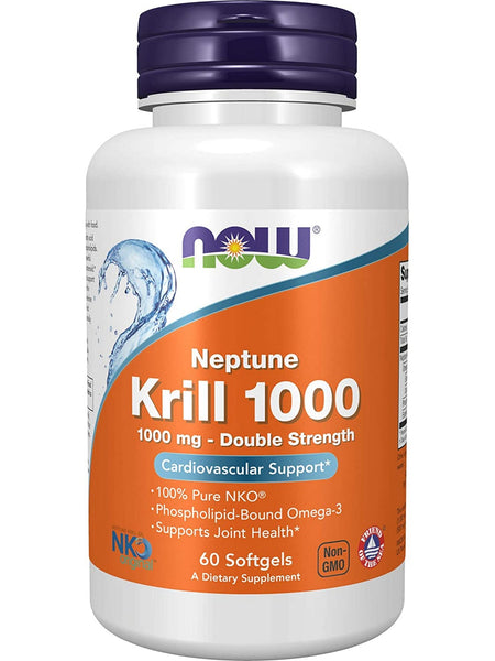 NOW Foods, Krill 1000, Double Strength 1000 mg, 60 softgels