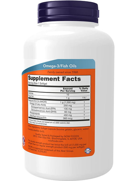 NOW Foods, Krill 1000, Double Strength 1000 mg, 120 softgels