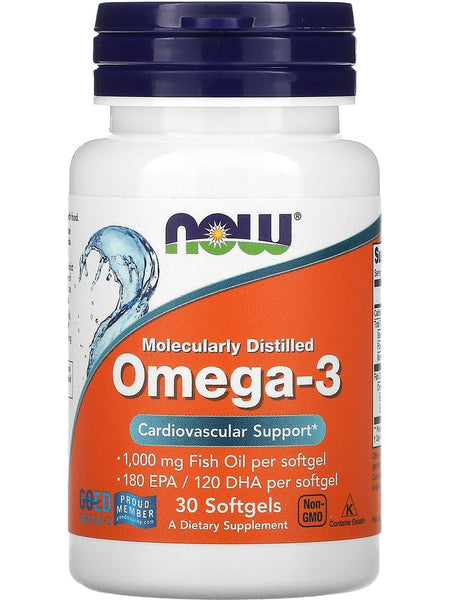 NOW Foods, Omega-3, Molecularly Distilled, 30 softgels
