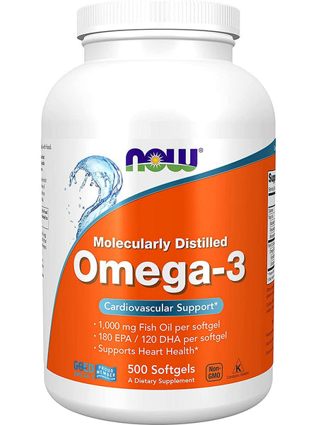 NOW Foods, Omega-3, Molecularly Distilled, 500 softgels
