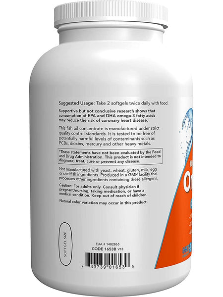 NOW Foods, Omega-3, Molecularly Distilled, 500 softgels