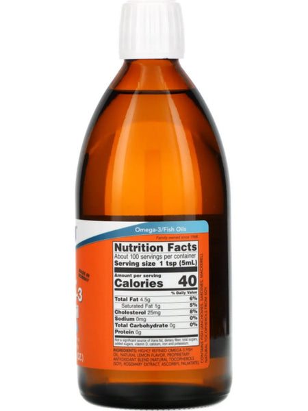 NOW Foods, Omega-3 Fish Oil, Lemon, 500 mL