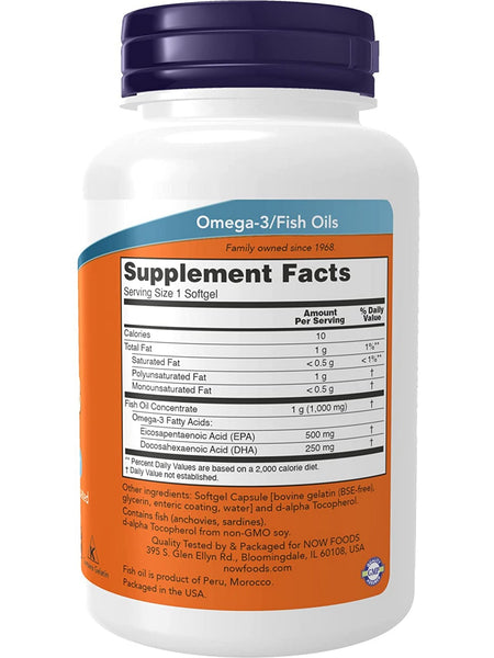 NOW Foods, Ultra Omega-3, 500 EPA/250 DHA (Bovine Gelatin), 90 softgels
