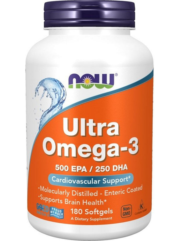 NOW Foods, Ultra Omega-3, 500 EPA/250 DHA (Bovine Gelatin), 180 softgels