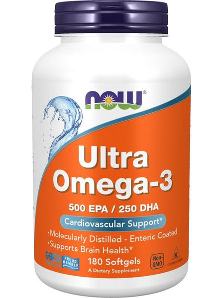 NOW Foods, Ultra Omega-3, 500 EPA/250 DHA (Bovine Gelatin), 180 softgels