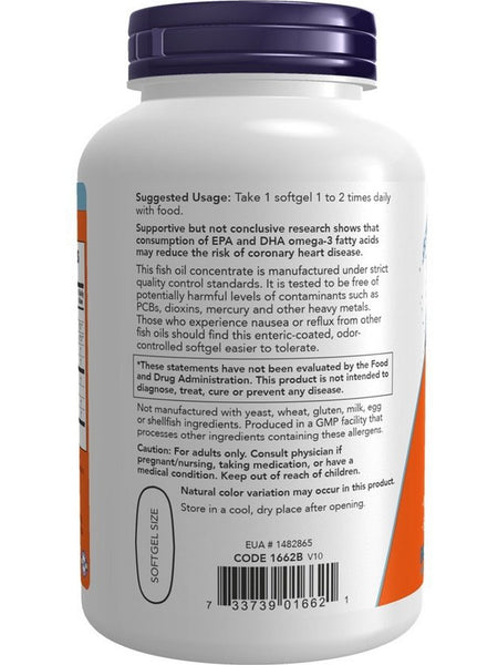 NOW Foods, Ultra Omega-3, 500 EPA/250 DHA (Bovine Gelatin), 180 softgels