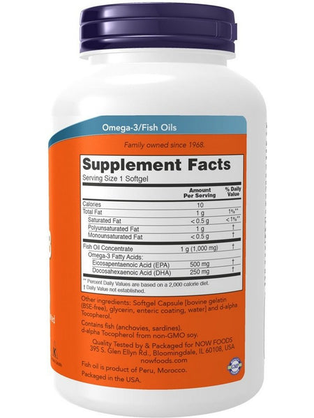 NOW Foods, Ultra Omega-3, 500 EPA/250 DHA (Bovine Gelatin), 180 softgels