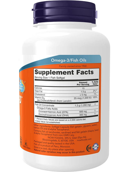 NOW Foods, Ultra Omega 3-D™ (Fish Gelatin), 90 fish softgels