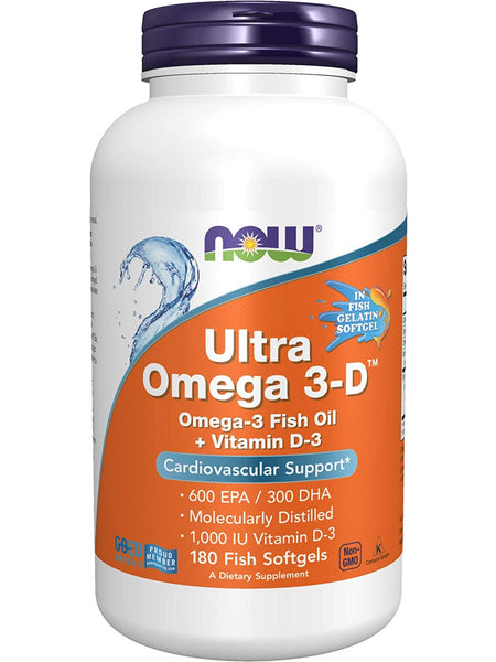 NOW Foods, Ultra Omega 3-D™ (Fish Gelatin), 180 fish softgels