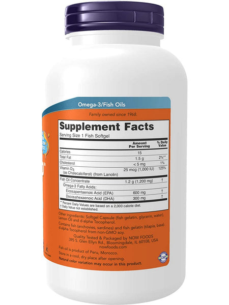 NOW Foods, Ultra Omega 3-D™ (Fish Gelatin), 180 fish softgels