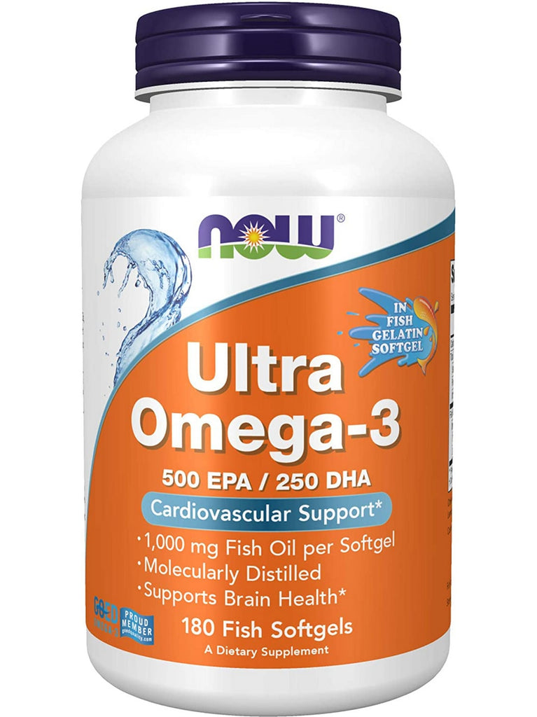 NOW Foods, Ultra Omega-3 (Fish Gelatin), 180 fish softgels