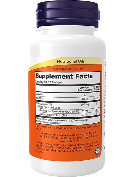NOW Foods, Black Currant Oil 500 mg, 100 softgels