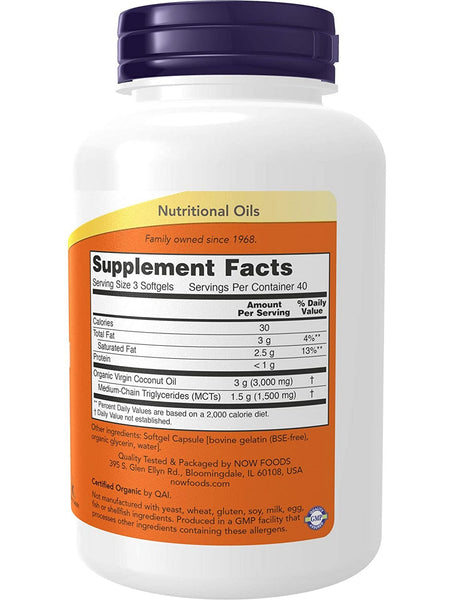 NOW Foods, Virgin Coconut Oil 1000 mg, 120 softgels