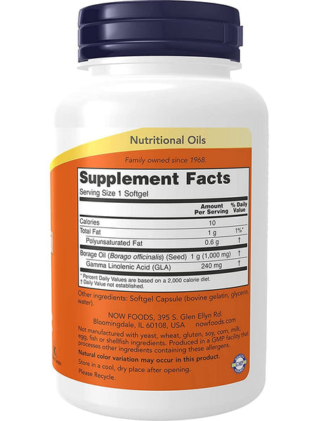 NOW Foods, Borage Oil 1000 mg, 60 softgels