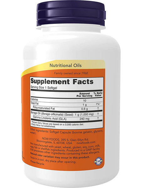 NOW Foods, Borage Oil 1000 mg, 120 softgels