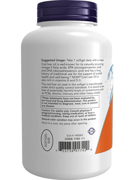 NOW Foods, Cod Liver Oil 650 mg, 250 softgels