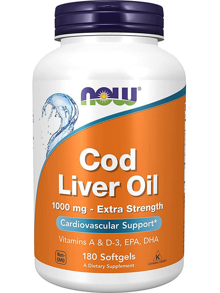 NOW Foods, Cod Liver Oil, Extra Strength 1,000 mg, 180 softgels