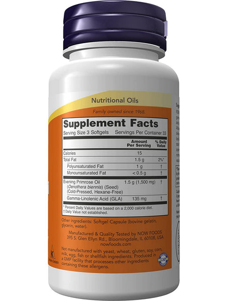 NOW Foods, Evening Primrose Oil 500 mg, 100 softgels