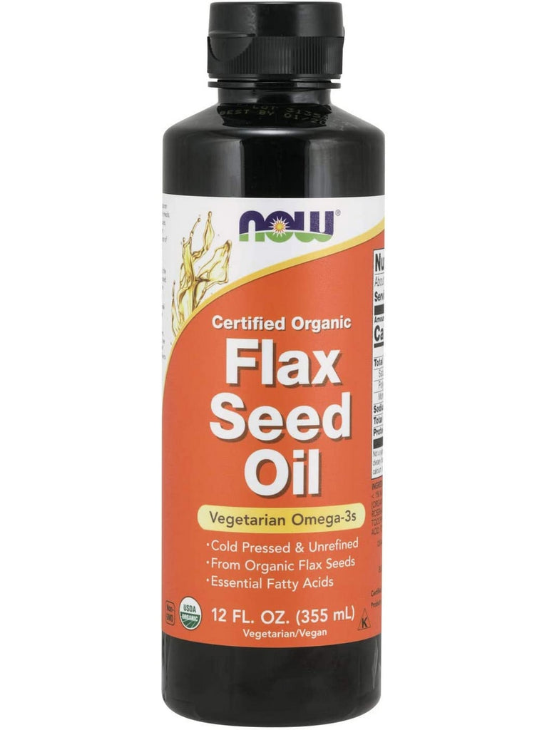 NOW Foods, Flax Seed Oil Liquid, Organic, 12 fl oz