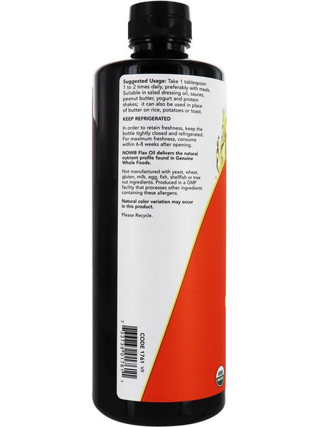 NOW Foods, Flax Seed Oil Liquid, Organic, 24 fl oz