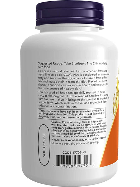 NOW Foods, Flax Oil 1000 mg, 100 softgels