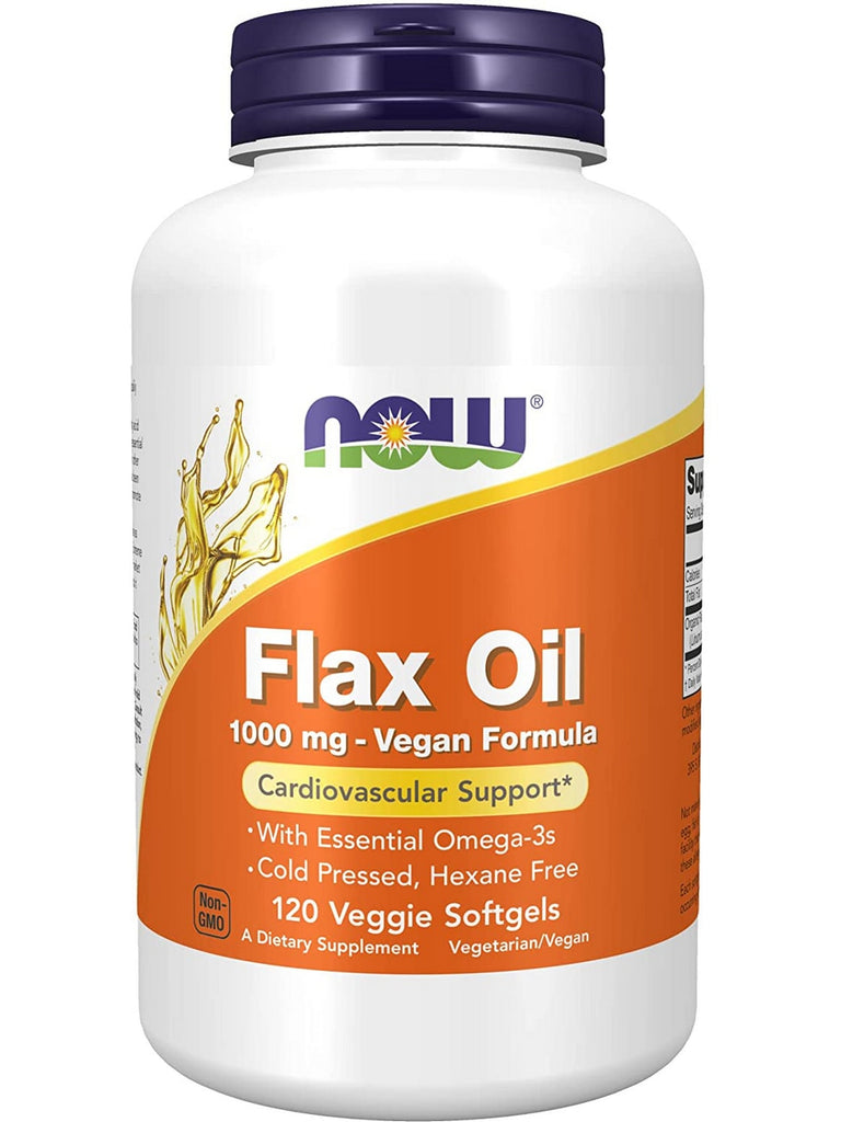 NOW Foods, Flax Oil 1000 mg Vegan Formula, 120 veggie softgels