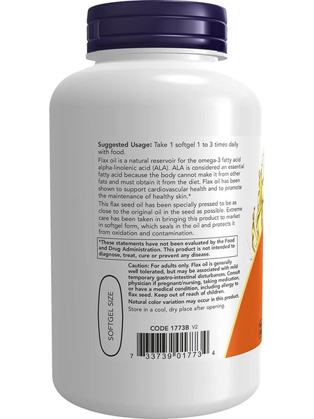 NOW Foods, Flax Oil 1000 mg Vegan Formula, 120 veggie softgels