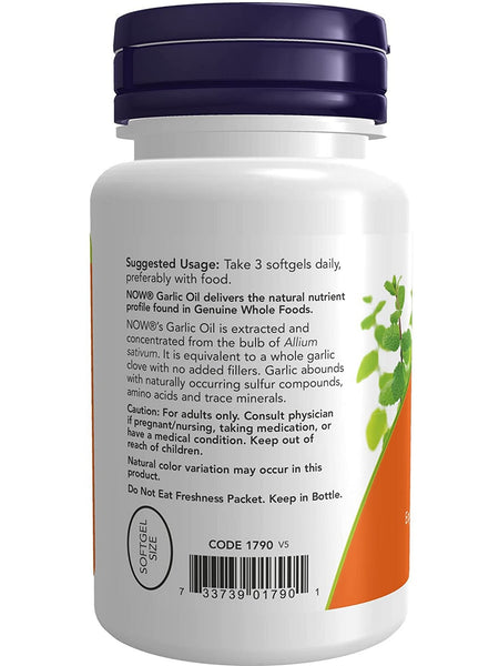 NOW Foods, Garlic Oil 1500 mg, 100 softgels
