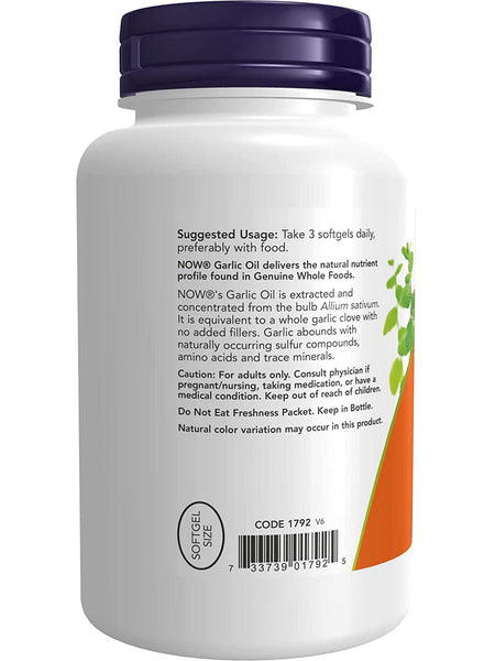 NOW Foods, Garlic Oil 1500 mg, 250 softgels