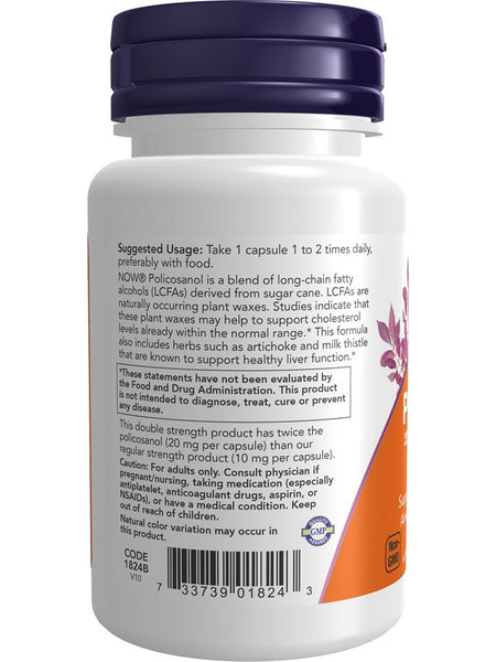 NOW Foods, Policosanol, Double Strength 20 mg from Sugar Cane, 90 veg capsules