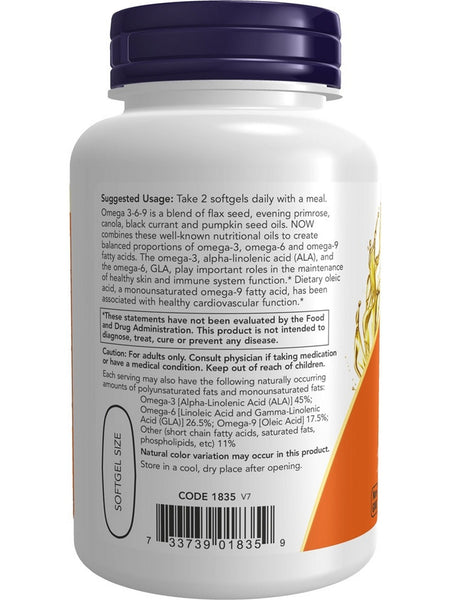 NOW Foods, Omega 3-6-9 1000 mg, 100 softgels