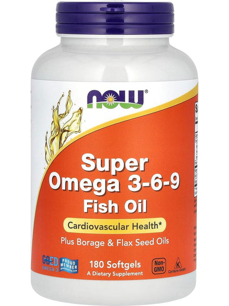 NOW Foods, Super Omega 3-6-9 Fish Oil, 180 Softgels