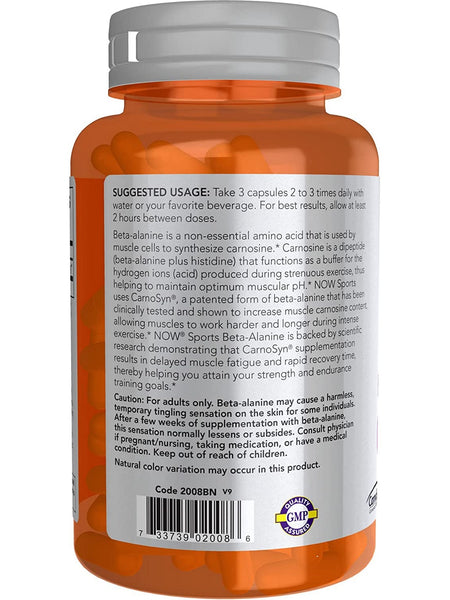 NOW Foods, Beta-Alanine 750 mg, 120 veg capsules