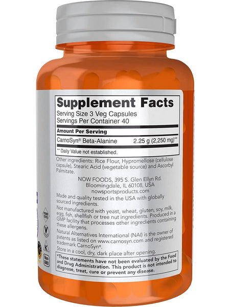NOW Foods, Beta-Alanine 750 mg, 120 veg capsules