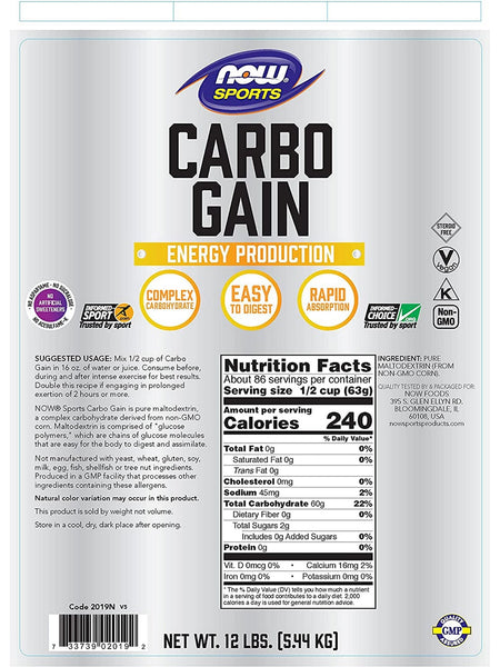NOW Foods, Carbo Gain, 12 lbs