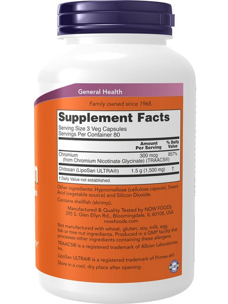 NOW Foods, Chitosan 500 mg plus Chromium, 240 veg capsules